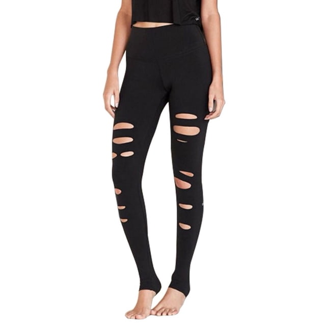 STARVNC Womens Casual Solid Distressed Ripped Yoga Workout Leggings