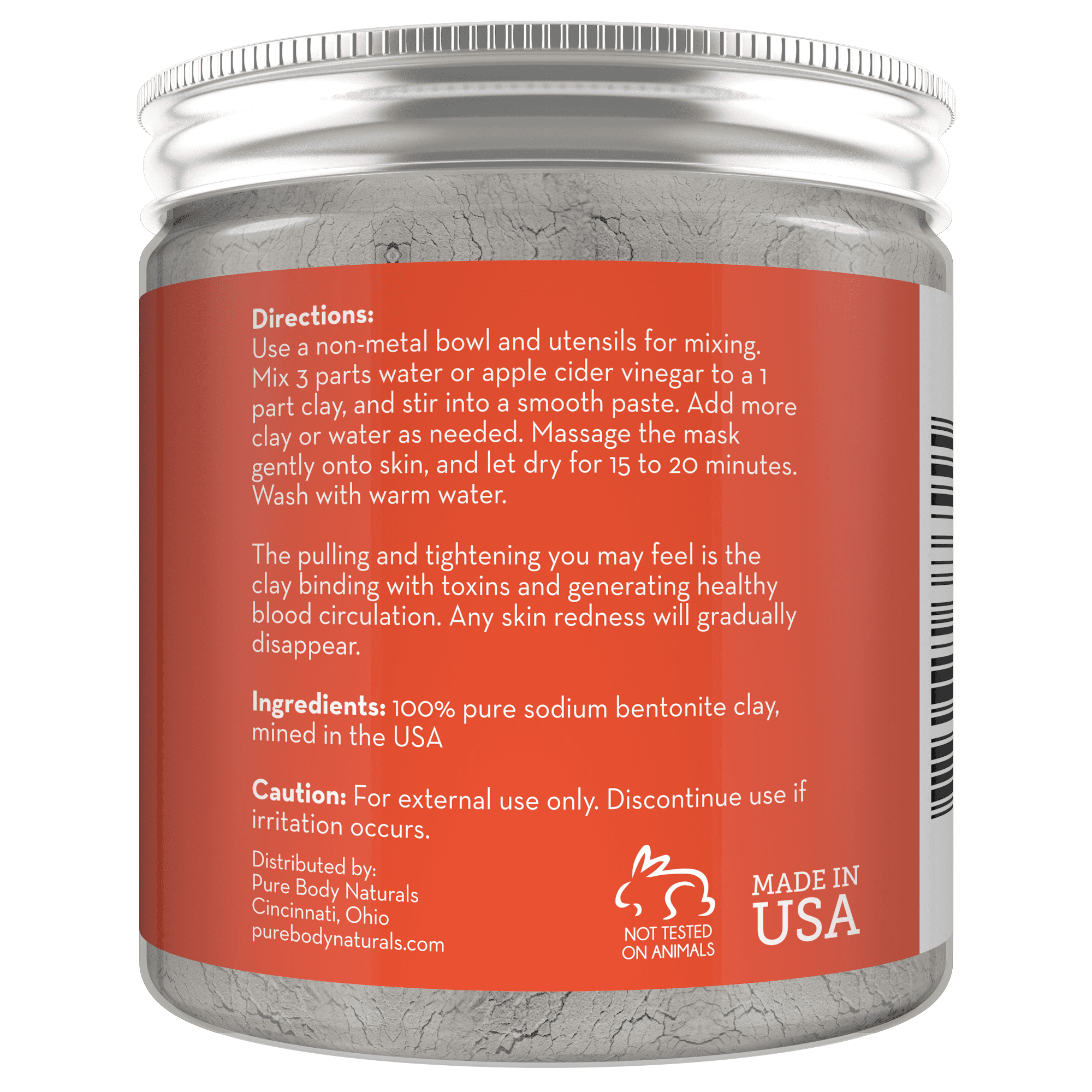Bentonite Clay Powder for DIY Detox Body & Face Mask Pore Cleansing, (8.0 oz) by Pure Body Naturals