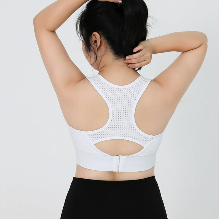 Hfyihgf On Clearance Mesh Open Back Plus Size Sports Bras for Women No  Underwire Comfort Breathe Bra Racerback Padded Yoga Crop Tank  Top(White,3XL) 