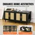 thumbnail image 2 of KFFKFF Dual Cat Litter Enclosure, Privacy Furniture for Cats with Wicker Door Design, Wood Litter Cabinet Compatible with Various Boxes, 47.2"L x 19.7"W x 21.7"H, Black, 2 of 9