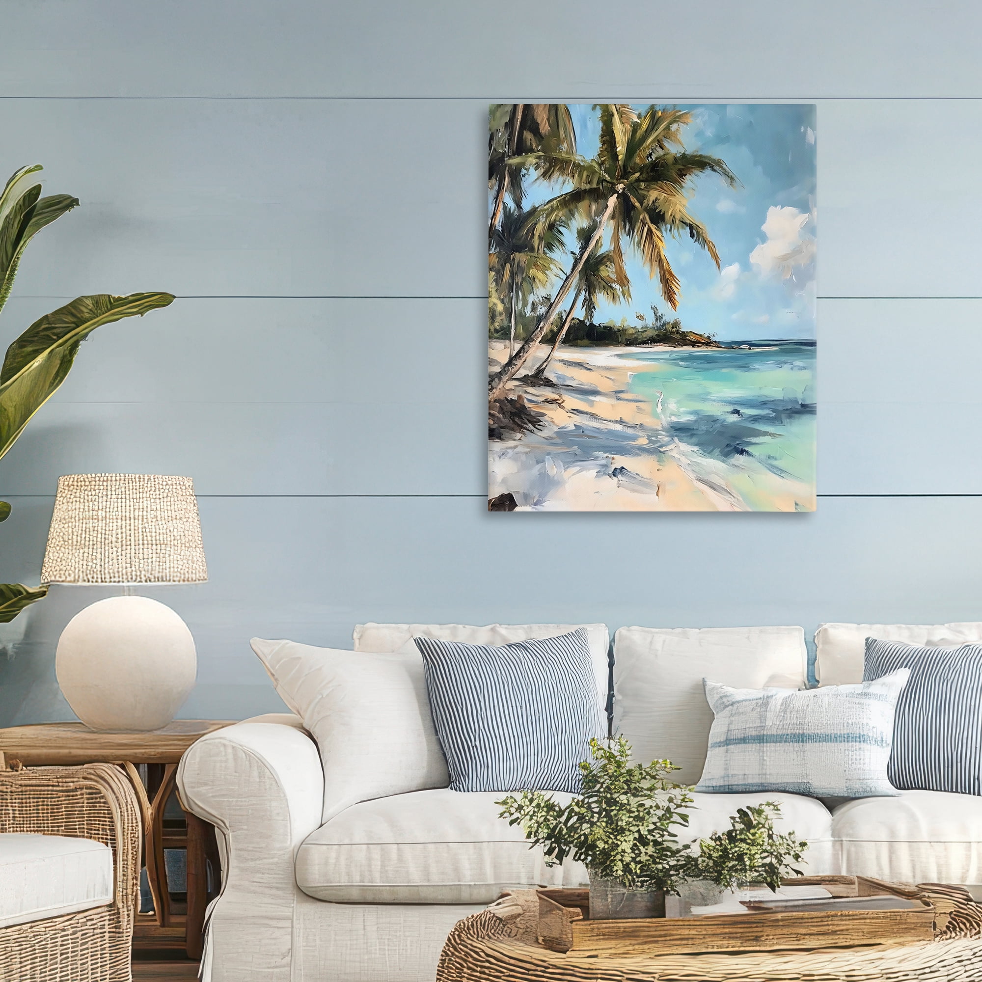 Stupell Industries Tropical Coastline Palm Frond Shadows Canvas Wall Art, design by Franklyn Gregory