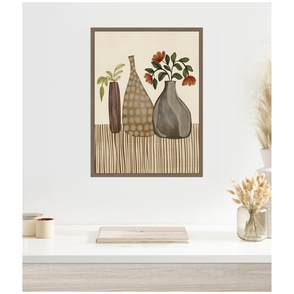 Kate and Laurel Framed Canvas Wall Art Print Rustic Stilllife l by Nikita Jariwala, 18 x 24 Sylvie Dark Gold Frame, Rustic Farmhouse, Abstract Art for Wall Decor
