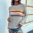 thumbnail image 4 of Herrnalise Women's Knitted Crop Tops Fashion Women Stripe Long Sleeve Pullove Round-Neck Casual Sweater Tops Pullover Jumper Sweaters, 4 of 6