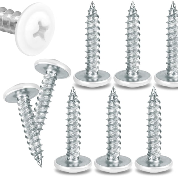 150 Pcs #8 x 3/4" White Wood Screws, Truss Head Self Tapping Screws, Zinc Plated