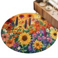 thumbnail image 2 of Small Round Rug 3Ft, Colorful Flowers Non-Slip Washable Circle Rugs Carpet, Farmhouse Sunflower Daisy Indoor Outdoor Rug Floor Mats Throw Runner for Bedroom Living Room Bathroom, 2 of 8