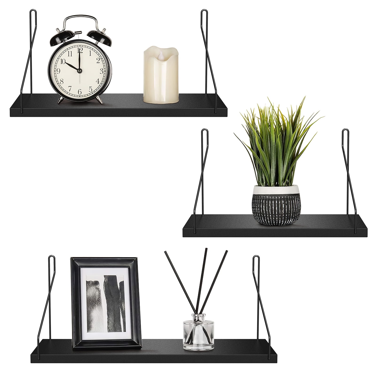 Buy Set of 3 Floating Shelves Wall Mounted 11.81416 inch Rustic Wood