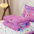 thumbnail image 5 of Erosebridal Pink Purple Glitter Butterfly Zipper Queen Comforter Set with Fitted Sheet and 2 Pillowcases,Shiny Sparkle Insect Zipper Bedding Set For Girls,Colorful Stars Reversible,4pcs, 5 of 7