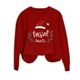 thumbnail image 5 of Ounisa Women Christmas Fleece Sweaters Long Sleeve Crewneck Blouse Pullover Christmas Hat Graphic Sweatshirts Holiday Graphic Shirts, 5 of 6