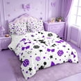 thumbnail image 2 of Manfei Purple Cheerleader 7-Piece Twin Bedding Sets For Kids,Cute Stars Bow Print Bedding Comforter Set For Girls,Reversible, 2 of 7