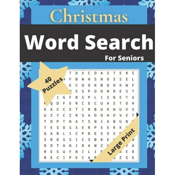 Christmas Word Search For Seniors: Puzzle Book For Adults - 40 Christmas and Winter Themed Puzzles -Large Print - 1000 Words- Challenging Brain Exercise - Perfect Gift for Grandparents (Paperback)(Lar