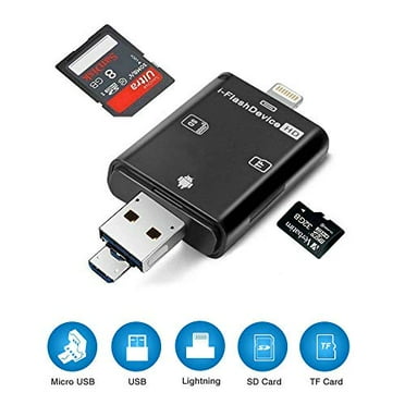 4 in 1 iFlash Drive USB Micro SD &TF Card Reader Adapter for iPhone ...