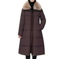 thumbnail image 3 of qucoqpe Winter Coats Women's Winter Down Jacket Long Over The Knee Collar Waist Cinched Coat Jacket, 3 of 5