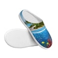 thumbnail image 3 of Daiia Island And Coral Reef Print Women’s Fuzzy Slippers Memory Foam Lightweight House Shoes Cozy Loafer Flannel House Shoes-44/45, 3 of 7