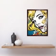 thumbnail image 2 of Blonde Woman Face Comic Book Style Portrait Blue Eyes Girl Bedroom Decor Teen Halftone Art Print Framed Poster Wall Decor 12x16 inch, 2 of 5