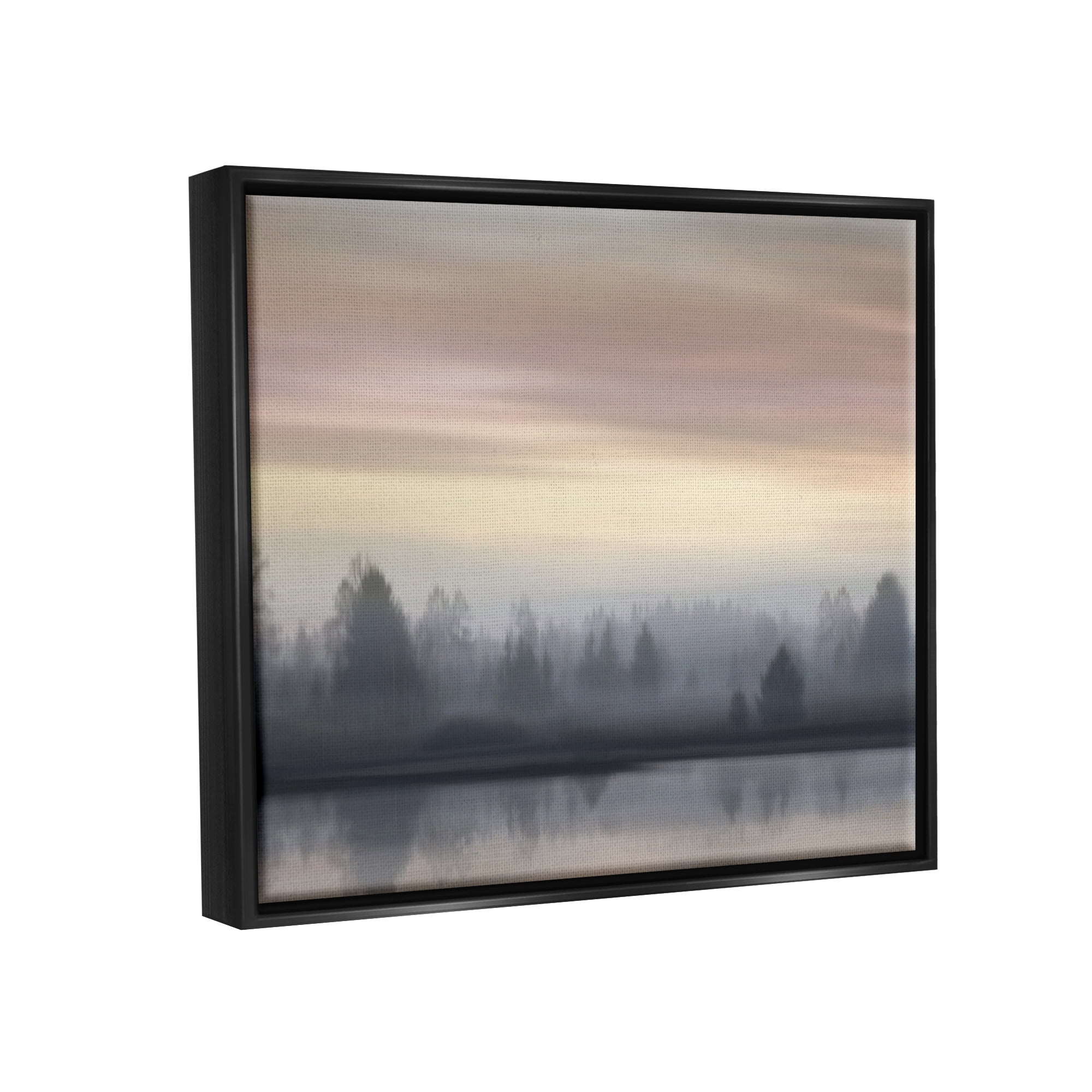Stupell Industries Foggy Pond Reflection Nature Photography Black Floater Framed Art Print Wall Art, 21 x 17