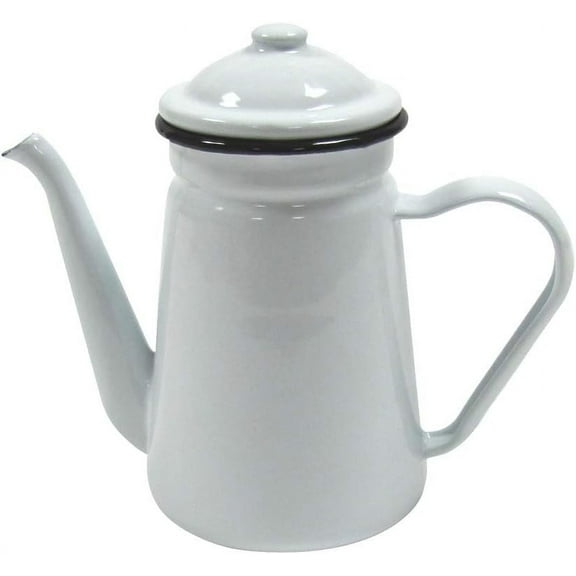 Treasure Gurus Rustic White Enamel Outdoor Camping Hot Coffee Tea Pot Vintage Farmhouse Kitchen Decor