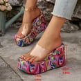 thumbnail image 2 of Wedges Heels Platform Sandals for Women Open Toe Clear Band Slip on Slides Casual Dressy Summer Footwear Hot Pink Size 8, 2 of 7