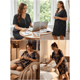 thumbnail image 5 of SHOWMALL Women's V Neck Sleep Shirt Dress – Short Sleeve Lightweight Nightgown with Pocket, Soft Pajama Sleepwear for Lounge & Nightwear, US Size 3X in Navy Blue, 5 of 12