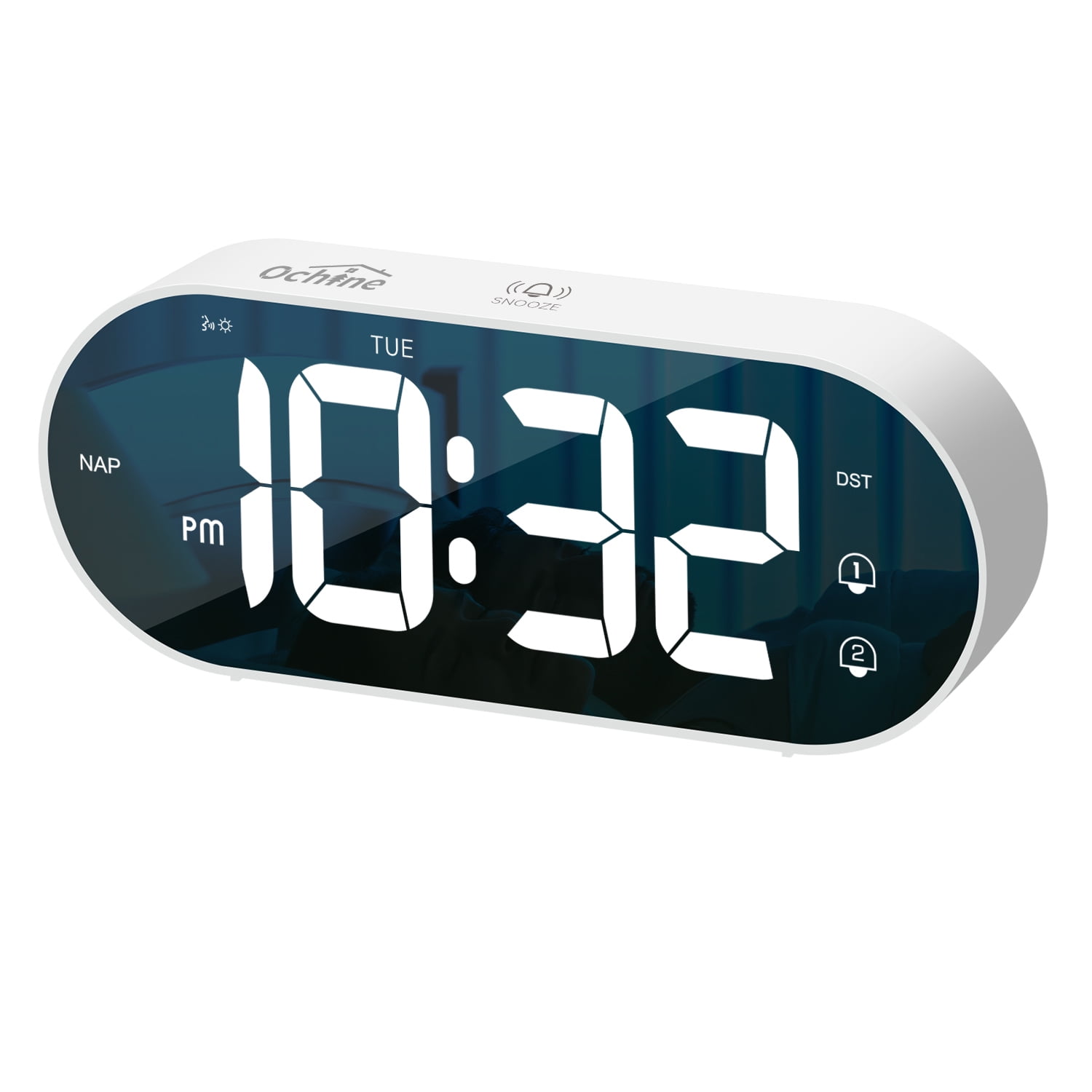 Ochine Digital Dual Alarm Clock USB Charging Adjustable Brightness