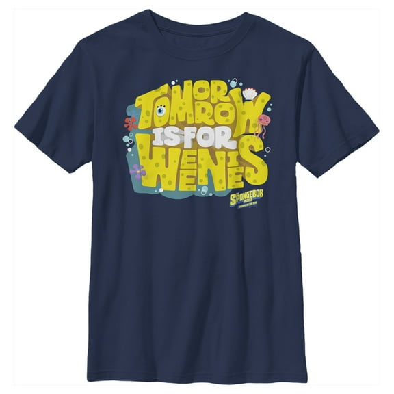 Boy's SpongeBob SquarePants Sponge on the Run Tomorrow is for Weenies Graphic Tee Navy Blue Small