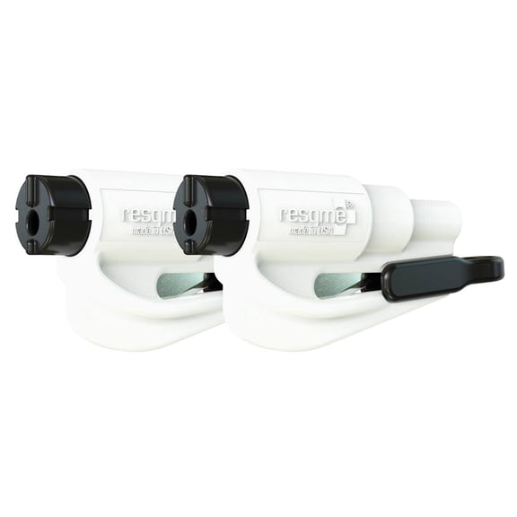 Resqme Original Car Escape Tool with Seat Belt Cutter and Window Breaker, Pack of 2 - White