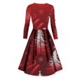 thumbnail image 6 of Christmas Dresses for Women Women's Casual And Fashionable Christmas Printed Long Sleeved V-neck Sexy Dress with Pockets for Holiday Party,Wine,XL, 6 of 7