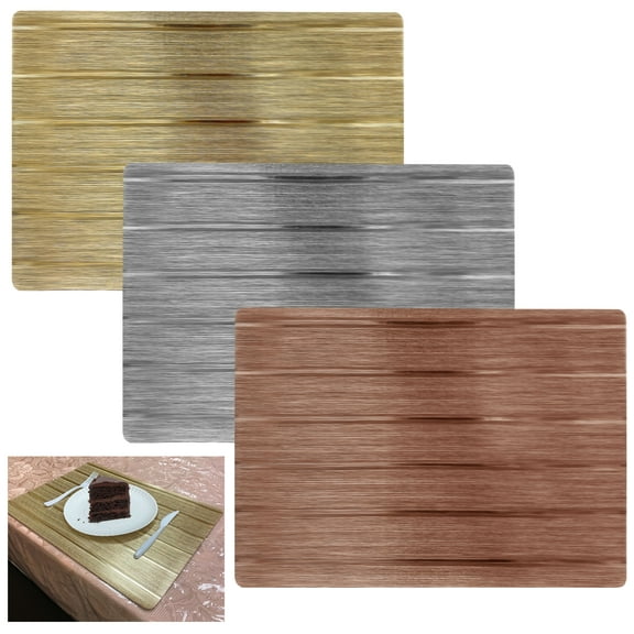 2 Placemats Table Mats Metallic Dining Room Decor Rectangle Gold Silver Bronze