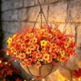 thumbnail image 5 of Artificial Fall Hanging Basket with Autumn Flowers and Greenery, Outdoor Decorative Hanging Plant for Porch Patio Balcony Garden Home Decor, 5 of 7