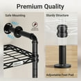 thumbnail image 5 of Timate F5 Expandable Wall Mounted Clothes Rack, Heavy Duty Industrial Pipe Closet System with 8 Shelves & 4 Hanger Rods (Fits 10'3"-12'3" Spaces), Black, 5 of 6