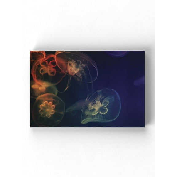Jellyfish In Warm Neon Light Wrapped Canvas -Image by Shutterstock,