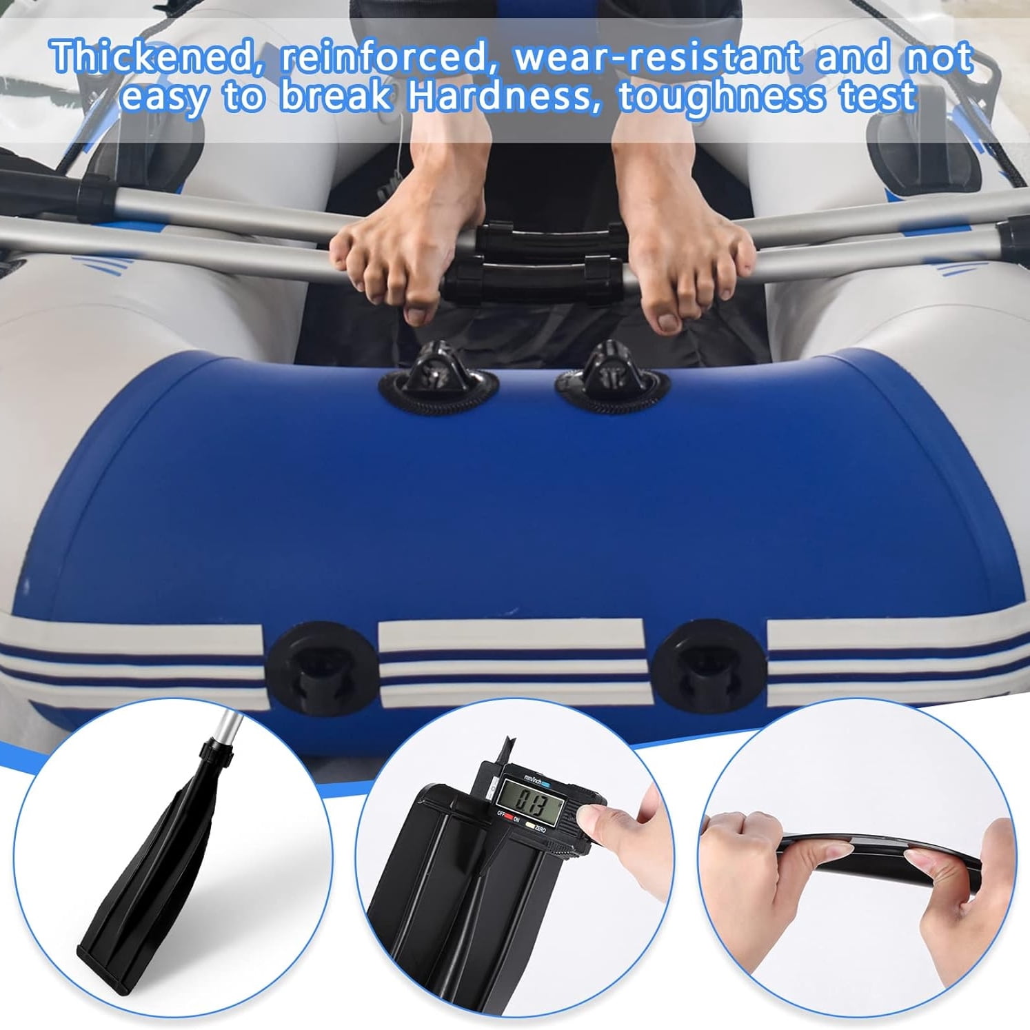 Eotvia Kayak Paddles, 2 in 1 Detachable Kayak Fishing Paddles, 2pcs Ergonomic Aluminum Canoe Paddles, with Aluminum Alloy Shaft and Reinforced Blades, Lightweight Paddles for All Kayaks, Black+Silver