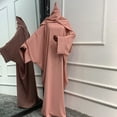 thumbnail image 5 of IBTOM CASTLE Muslim Dresses for Women, Long Sleeve Eid Islamic Prayer Jilbab Khimar Cardi Robe Middle East Maxi Abaya Dress Pink&hijab, 5 of 6