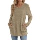 thumbnail image 4 of Neewe Womens Classic Plain Long Sleeve Tops Fall Winter Pullover T Shirts Round Neck Casual Fashion Basic Sweatershirt with Pocket, 4 of 7