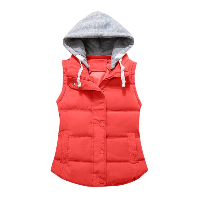 Baberdicy Plus Size Coat Ladies Fashion Color Zipper Cotton Waistcoat Short Warm Vest Plus Size Tops Red