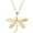 Gold, variant on Stainless Steel Dragonfly Style Holiday Cocktail Party Statement School Class Pendant Necklace