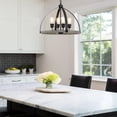 thumbnail image 2 of 20" 4-Light Farmhouse Pendant Light, Gray Oak Wood Style + Galvanized Black Finish, 2 of 4