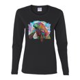 thumbnail image 2 of Wild Bobby Rainbow Painted Manatee Dean Russo Design Animal Lover Women Graphic Long Sleeve Tee, Black, Small, 2 of 6