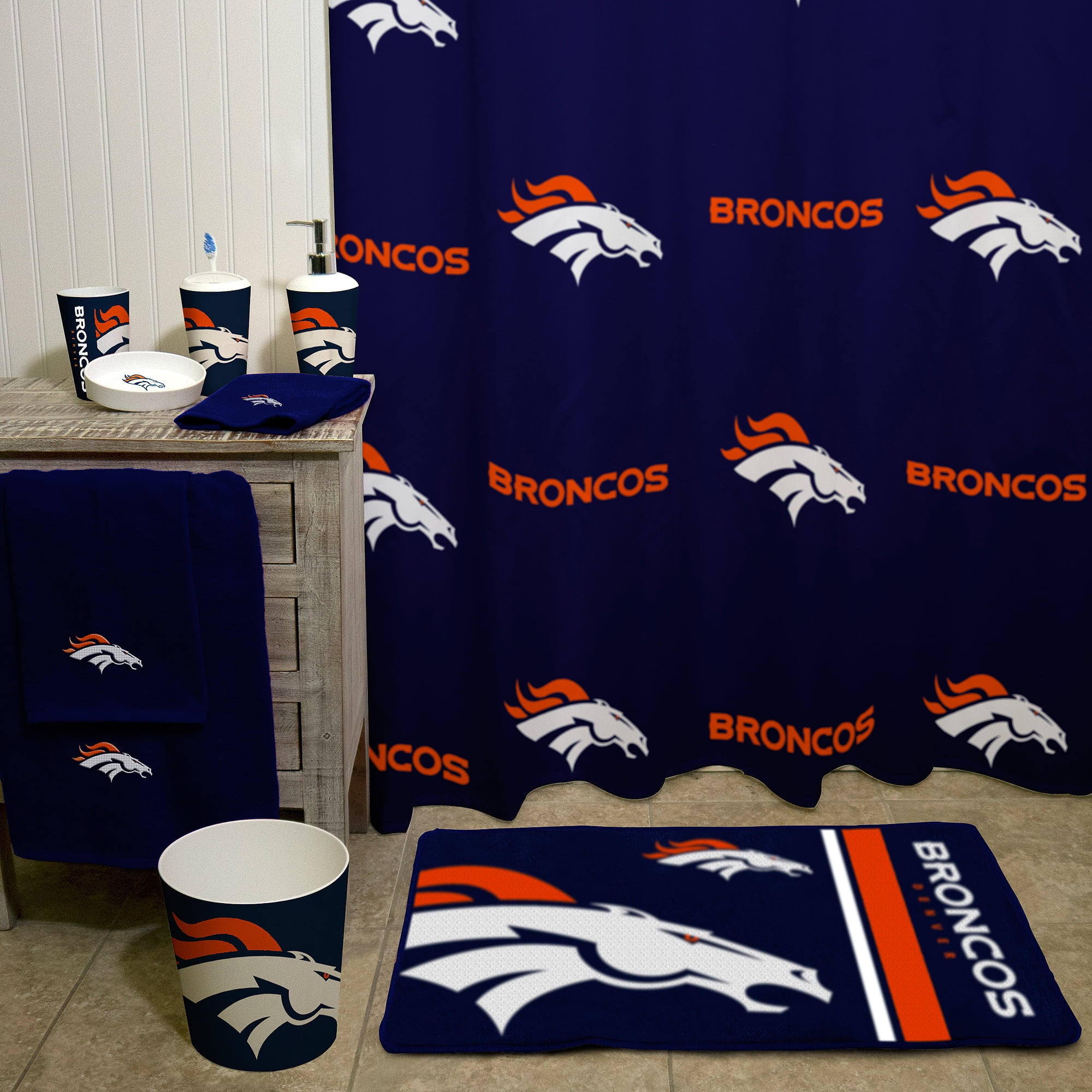 ninesix media Denver Broncos Bathroom Rug Set