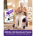 thumbnail image 3 of KEKOY Heavy-Duty Rollator Walker with Seat for Seniors, Walkers for Seniors with Seat, 500 lbs, Extra-Wide 19.5" Padded, K-Frame Reinforced, 10" TPR All-Terrain Wheels, Hidden Brake Cables, Purple, 3 of 10