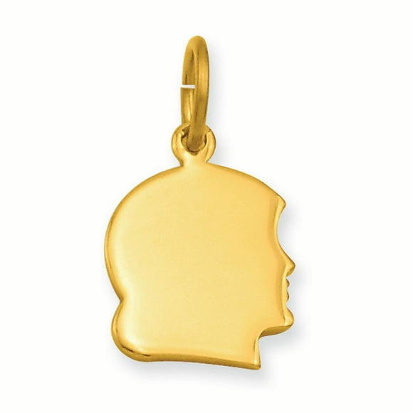 Gold-plated Kelly Waters Small Engraveable Girl's Head Charm KW367 (20mm x 11mm)