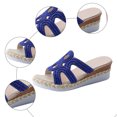 thumbnail image 5 of Rokment Womens Sparkly Rhinestones Platform Wedge Dress Sandals Elegant Bling Open Toe Espadrilles Slip on Chunky High Heels Beach Summer Casual Dressy Slides Slippers Blue Size 6, 5 of 8