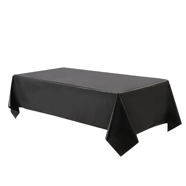 Mantel negro 137 x 274 cm. Mantel grueso de color liso para fiestas, cenas de cumpleaños, etc. Se puede lavar.