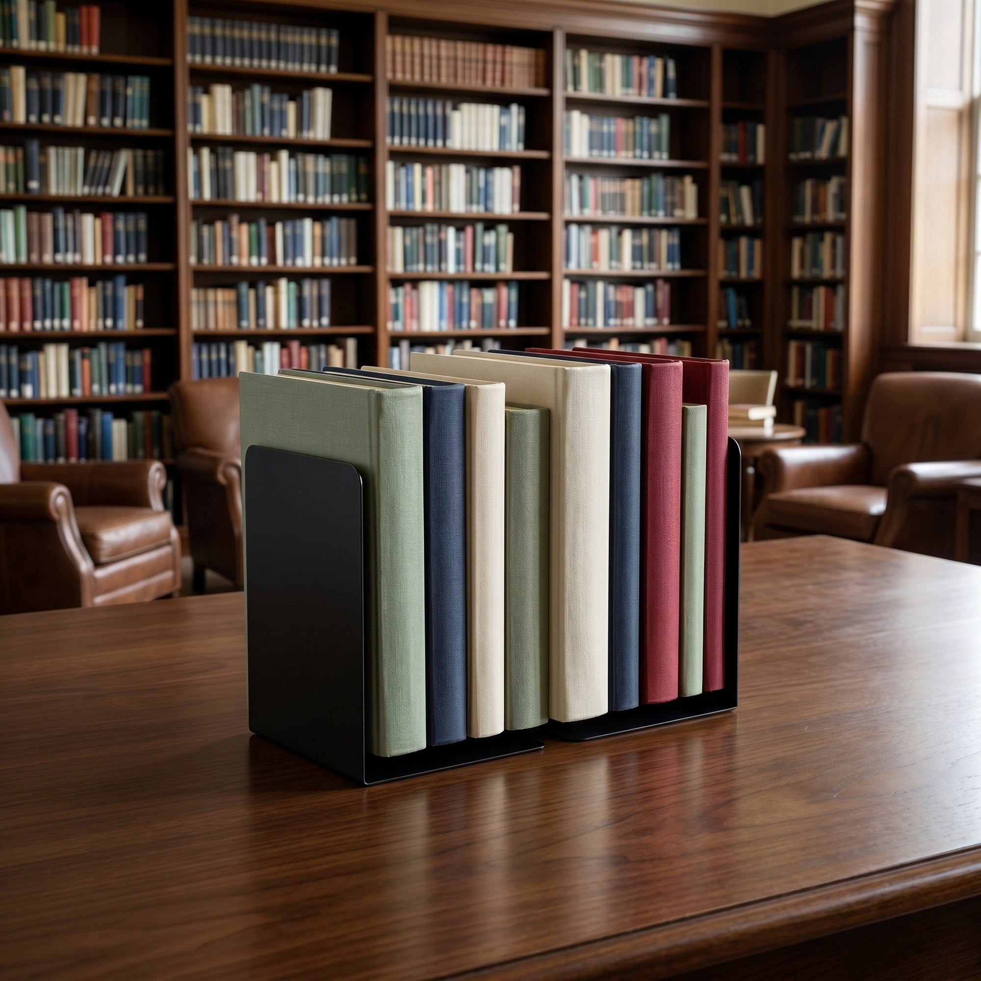 Unique Bargains Expandable L-Shaped Bookends with Compartments 2 Pcs Black 5"x3.2"x 6.6"
