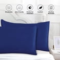 thumbnail image 2 of Njshnmn Silk Satin Pillowcase 2pc, Cooling Pillow Covers with Envelope Closure, Dark Blue, 20"x30", 2 of 4