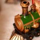 thumbnail image 5 of Adornos de Año Nuevo, adornos de trenes navideños iluminados, inyección de agua, luces LED para computadora, muñeco de nieve brillante/escena de Papá Noel dentro del muñeco de nieve Bronze Coffee JM Papelería, 5 of 5