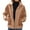 Khaki, variant on Lovskoo 2024 Fall And Winter Coats for Women Quilted Jacket Fashion Patchwork Sherpa Fleece Short Jacket Casual Solid Long Sleeve Zipper Plush Warm Overcoats Khaki