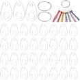 thumbnail image 1 of 40 unidades de gotas de hilo dental acrílico, bobinas de hilo dental transparentes con 2 anillos de acero inoxidable, tablas de bobinado en forma de lágrima., 1 of 9