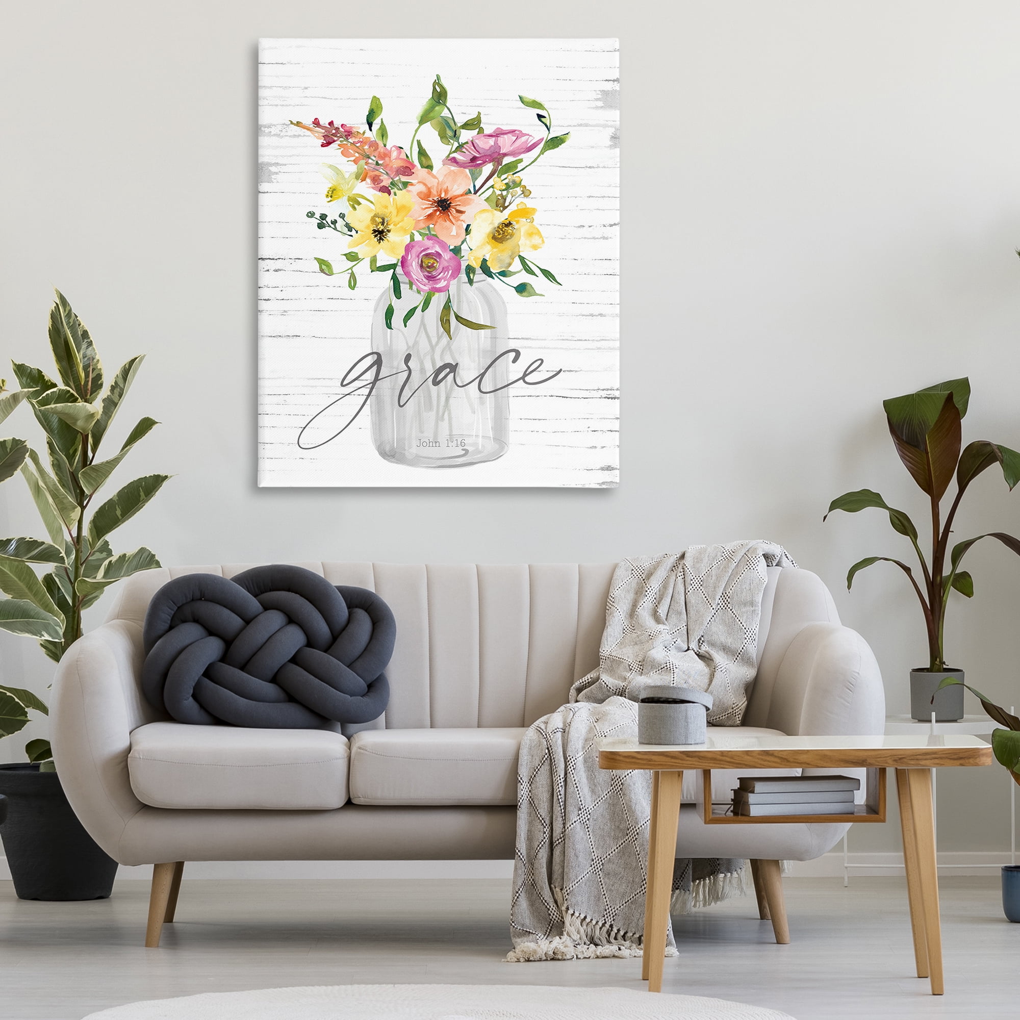 Stupell Industries Spiritual Grace Bouquet Religious Painting Gallery Wrapped Canvas Art Print Wall Art, 36 x 48