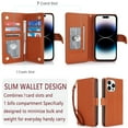 thumbnail image 2 of Wallet Case for Apple iPhone 13 Pro Max, RFID Blocking Flip Cover with 7 Card Slots, Cash Compartment Magnetic Closure Hands-Free Stand, Slim Protective Phone Case with Wrist Strap,Brown, 2 of 2