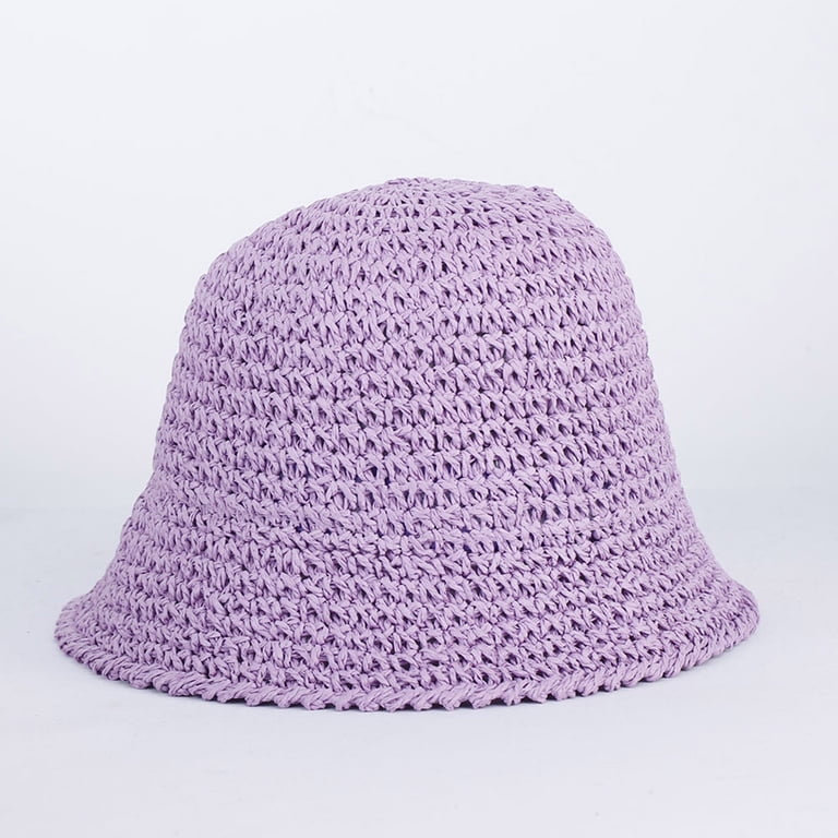 AJGRHE Women Sun Hat Hand-Woven Packable Beach Bucket Hat  display picture 3